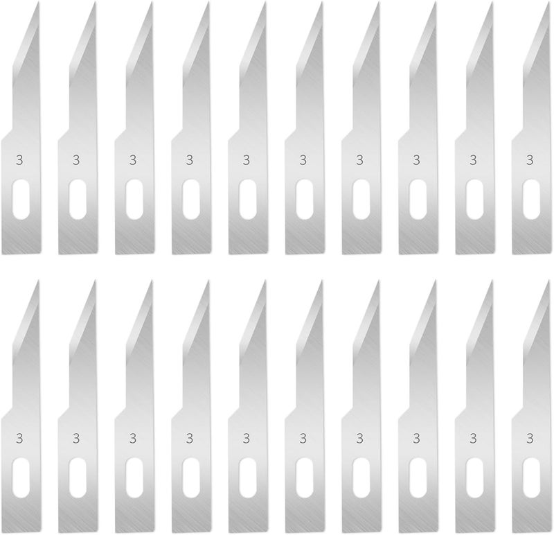 QIMAOO 120 Pcs Exacto Knife Blades, #3 High Carbon Steel Hobby Knife Blade Refills Hobby Knife Replacement Blades for Craft, Scrapbooking, Stencil - Image 1